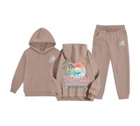 Girls Sweat Suit 2025 Hoodie and Loose Sweatpants Casual Athletic Hooded Top Bottoms Boys Oversized Outfit Long Sleeve Winter Outfits Gifts for Children Unisex Age 5-16 Years Khaki