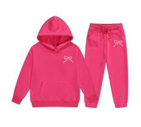 Girls Sweat Suit 2025 Hoodie and Loose Sweatpants Fashion Letter Print Jogging Joggers Outfit Set Sweatshirt Y2K Preppy Clothes Gifts for Children Unisex Age 5-16 Years Hot Pink