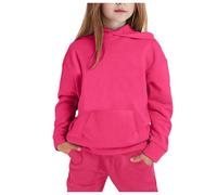 Girls Sweat Suit 2025 Sweatshirt and Cargo Pants Fashion Winter Spring Tie Dye Fleece Hooded Baseball Plain Top Bottoms Long Sleeve Outfits Gifts for Children Unisex Age 5-16 Years Red