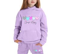 Girls Sweat Suit 2025 Sweatshirt and Cargo Pants Long Sleeve Pullover Activewear Casual Baseball Plain Top Bottoms Y2K Letter Print Preppy Clothes for Boys UK 2-13 Years Purple