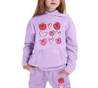 Girls Sweat Suit 2025 Sweatshirt and Cargo Pants Long Sleeve Pullover Tie Dye Fleece Hooded Tracksuit Y2K Letter Print Preppy Clothes Gifts for Children Unisex Age 5-16 Years Purple