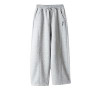 Girls Sweatpants Joggers Winter Baggy Elasticated Waist School Trousers Wide Leg Comfy Lounge Pants Solid Casual Trousers with Pockets Grey
