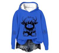 Girls Sweatshirt 12-13 Years Long Sleeve Hooded Baby Girl Jumpers Highland Cow Print Girls Christmas Pullover Basic Casual Loose Girl Tops 13-14 Years Old