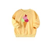 Girls Sweatshirt Boys Plain Standard Fit Round Neck School Jumpers Crewneck Pullover for Toddler Punk Gothic PE Warm Coats Childrens Unisex Age 2-13 Years Light Yellow