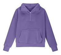 Girls Sweatshirt Boys Plain Standard Fit Round Neck School Jumpers Long Sleeve Casual Jumper Cozy Comfort and Fashionable Gymnastics Gifts Purple