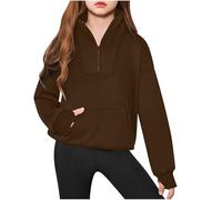 Girls Sweatshirt Clearance for Children's High Neck Half Zip Crewneck Fleece Sweatshirt,Middle Girls Solid Thumb Buckle Long Sleeved Warm Pullover Jumpers Fall Winter Cute Crop Tops for 5-14 Years