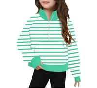 Girls Sweatshirt Cute Stripe Printed Long Sleeves Sweatshirts Casual Crew Neck Fall Winter Pullover Tops Toddler Clothes Casual Comfy Fleece Jumper School Warm Teen Girl Coat