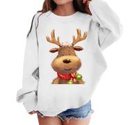 Girls Sweatshirt Graphic Print Crewneck Long Sleeve Cute Drop Shoulder Pullover Jumper Top for School Everyday Casual Cosy Trendy Look(White, 5-6 Years)