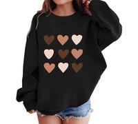 Girls Sweatshirt Letter Print Crewneck Pullover Long Sleeve Lightweight Soft Cosy Jumper Top for School Everyday Casual Simple Style(Black, 9-10 Years)