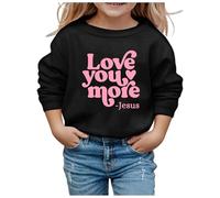 Girls Sweatshirt Print Crewneck Pullover Long Sleeve Casual Soft Cosy Jumper Top for School Everyday Play Simple Basic Layer(Black, 13-14 Years)