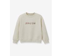 Girl's sweatshirt with Liberty fabric letters in organic cotton by CYRILLUS beige
