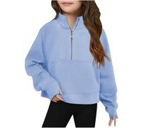 Girls Sweatshirts Boys Plain Sweatshirt Fleece Jumper Warm Coat UK Fall Clothes PE School Coats Cosy Apparel for Teens Sky Blue