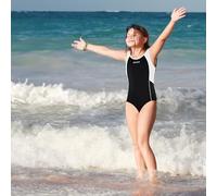 Girls Swimming Costume Comfortable Stretchy Girl One Piece Swimsuits with Cross Shoulder Strap Design Beach Bathing Suit for Holiday Swimming Lessons (UK, Age, 4 Years, 5 Years, Regular, Black)
