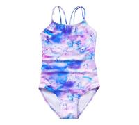 Girls Swimsuit Swimming Costume Kids Tie Dye Sleeveless Swimming Suit Criss Cross Back Underwired Swimsuits Teenage Girls Stretchy Wear Beachwear, Breathable Bathing Suit 7-14 Years Purple