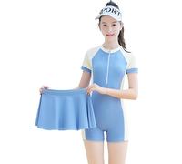 Girls Swimsuits, Kids Two-Piece Rashguard Swim Set Bathing Suits Beach Shorts Quick Dry Swim Shirts Size 6-7,8,10-12,14-16(11253Sky Blue,8)