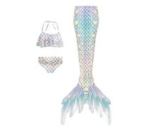 Girls Swimwear 3 Piece Bikini Set Cute Tail Design Comfortable Bathing Suit for Kids Age 9 Years Summer Beach Pool Party