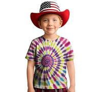 Girls Swirl Gradient Print T-Shirt Short Sleeve Round Neck Casual Top for 2-13 Years Kids Comfortable Daily Wear (Purple2#2, 12-13 Years)