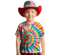 Girls Swirl Gradient Print T-Shirt Short Sleeve Round Neck Casual Top for 2-13 Years Kids Comfortable Daily Wear (Orange1#2, 18-24 Months)