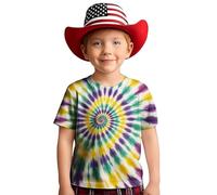 Girls Swirl Gradient Print T-Shirt Short Sleeve Round Neck Casual Top for 2-13 Years Kids Comfortable Daily Wear (Purple1#2, 4-5 Years)