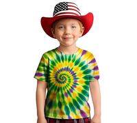 Girls Swirl Gradient Print T-Shirt Short Sleeve Round Neck Casual Top for 2-13 Years Kids Comfortable Daily Wear (Yellow2#2, 18-24 Months)