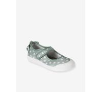 Girls' synthetic mary janes with touch 'n' close fastening printed green