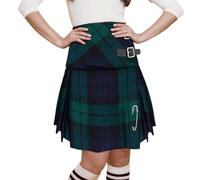 Girls Tartan mini Stacey Kilt Made in Scotland - Pleated School skirt Plaid checkered - Age 11 - 12 Years - Adjustable Leather Straps - Soft - Winter suitable Highland dancing(Black Watch)