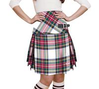 Girls Tartan mini Stacey Kilt Made in Scotland - Pleated School skirt Plaid checkered - Age 5 - 6 Years - Adjustable Leather Straps - Soft - Winter suitable Highland dancing(Dress Stewart)
