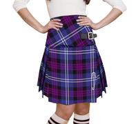 Girls Tartan mini Stacey Kilt Made in Scotland - Pleated School skirt Plaid checkered - Age 7 - 8 Years- Adjustable Leather Straps - Soft - Winter suitable Highland dancing (Heritage of Scotland)