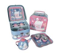 Girls Tea Party Set Tin 7 Piece Swans Ballet Role Play Carry Case Birthday Gift