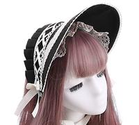 Girls Tea Party Sun Hat Victorian Lace Bows Bonnet Hat Colonial Headwear Tea Party Costume Sweet Lolita Sun Cap for Women