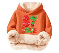 Girls Teddy Velvet Christmas Jumpers 67 Slogan Casual Long Sleeve Hoodie Warm Comfortable Six Seven Pattern Pullover Sweatshirt Novelty Xmas Tops for Play and School (A01-Orange, 7-8 Years)