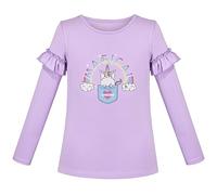 Girls Tee Purple Unicorn Magical Soft Cotton Ruffle Long Sleeve Casual Age 4-5 Years