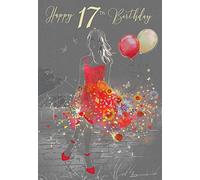 Girl's Teenager Female Milestone Age 17 Birthday Greeting Card - from the Gorgeous Grace Range - Glitter & Foil Finished (17th)