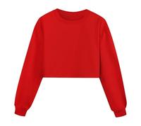 Girls' / Teenager Long Sleeve Solid Sports Sweatshirt Pullover Tops Trendy Pullover Girls, red, 7-8 Jahre