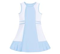 Girls Tennis Outfit 2 Piece Set Sportswear Tank Dress and Shorts Kids Sleeveless Pleated Tennis Dress Netball Team Outfit Girl Golf Dress Running Cheerleading Workout Athletic Light Blue 5-6 Years