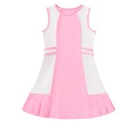 Girls Tennis Outfit 2 Piece Set Sportswear Tank Dress and Shorts Kids Sleeveless Pleated Tennis Dress Netball Team Outfit Girl Golf Dress Running Cheerleading Workout Athletic Clothes Pink 8-9 Years