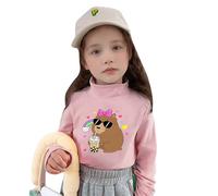 Girls' Thermal Base Layer Long Sleeve Shirt Soft Fleece Lined Top for Cool Climate Fashionable Children's Blouse, pink, 4-5 Years