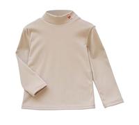 Girls Thermal Long Sleeve Double Layer Fleece Lined Half Turtleneck Toddler Warm Winter Base Layer T-Shirt, beige, 4-5 Years