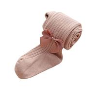 Girls Tights Cotton Cable Knit Footed Pantyhose Seamless Leggings Bow Tights Toddler Baby Girl Pants Fall Outfits Baby Casual Cute Clothes (Pink, 12-24 Months)