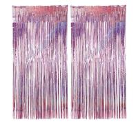Girls Tinsel Curtains Pink Glitter Pastel Foils Fringe Party Decoration Background for Unicorn Mermaid Fairy Princess Birthday Child School Wedding Photo Backdrop Christmas Hen Party 2 PCS