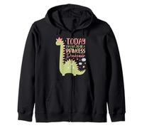 Girls Today I Want To Be A Princess Dinosaur Zip Hoodie