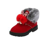 Girls & Toddler' Faux Fur Shearling Ankle Boots, Kids Fleece Lined Warm Winter Flat Non-Slip Pull On Snow Boots Comfy School Shoes Outdoor Footwear 18-24 Months