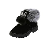 Girls & Toddler' Faux Fur Shearling Ankle Boots, Kids Fleece Lined Warm Winter Flat Non-Slip Pull On Snow Boots Comfy School Shoes Outdoor Footwear 15-18 Months