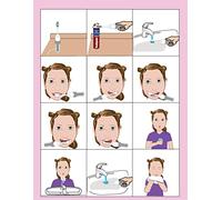 Girls Tooth Brushing HOM ABA/OT Approved Step-by-Step Laminated 9X12 Chart for Kids with Autism or Special Needs. Helps with Independence and self Care. PECS, Autism, Visual Schedules