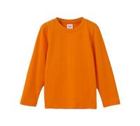 Girls Tops Long Sleeve Casual Tee Shirt Solid Toddler Kids Basic Layer, Soft Comfortable Everyday Crewneck Pullover Slim Fit Stretchy Versatile Classic Neutral #D Orange