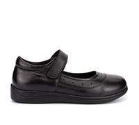 Girls Touch Fastening Leather School Shoes with Padded Insole Black 13 UK Child