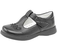 Girls Touch Fastening T-bar Shoes Black (1 UK, black matt)