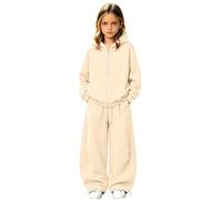 Girls Tracksuit 11-12 Years - Stylish Solid Hoodie For Girls With High Withed Cargo Trousers Casual Two Piece Outfit For Everyday Play And Comfort