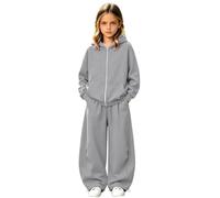 Girls Tracksuit 11-12 Years - Stylish Solid Hoodie For Girls With High Withed Cargo Trousers Casual Two Piece Outfit For Everyday Play And Comfort