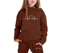 Girls Tracksuit Set Choose Happy Kids Long Sleeve Hoodie Sweatshirt and Trousers Outfits Sets for Trendy Spring Winter Comfy School Casual Jogging Athletic Age 3-14 Years #0830